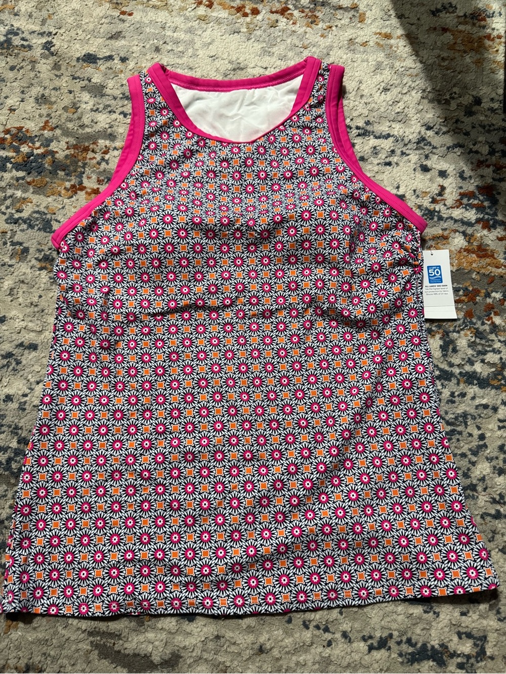 Lands' End Pink Floral-Print One-Piece Swim top